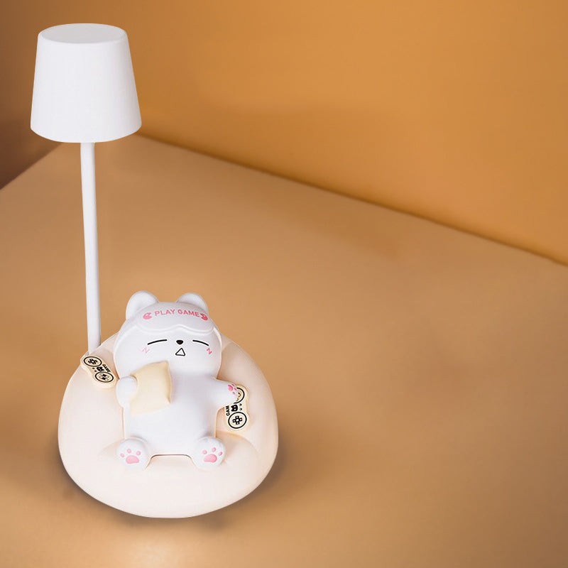 Contemporary Rechargeable ABS PVC Sleeping Cat LED Table Lamp Night Light