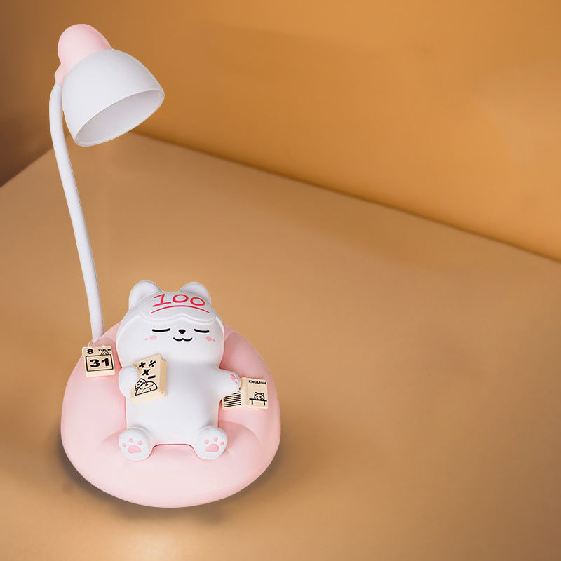 Contemporary Rechargeable ABS PVC Sleeping Cat LED Table Lamp Night Light