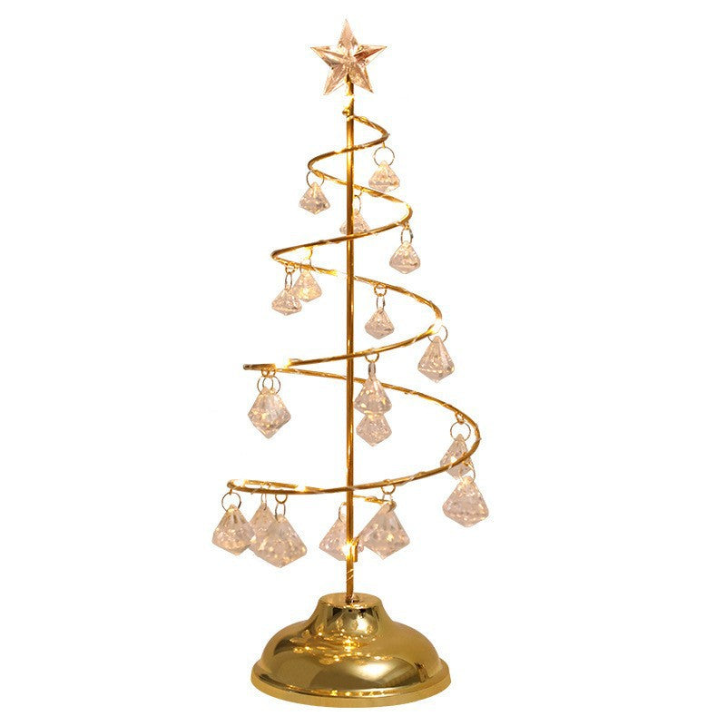 Modern Art Deco Copper Iron Acrylic Plastic Battery Christmas Tree Star LED Table Lamp Night Light for Bedroom