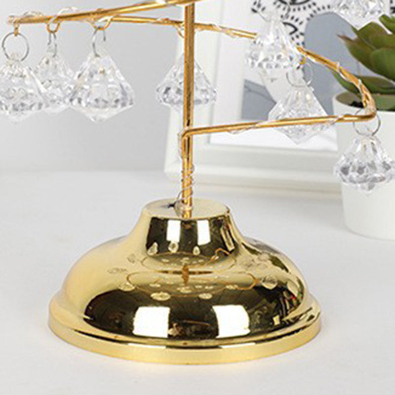 Modern Art Deco Copper Iron Acrylic Plastic Battery Christmas Tree Star LED Table Lamp Night Light for Bedroom