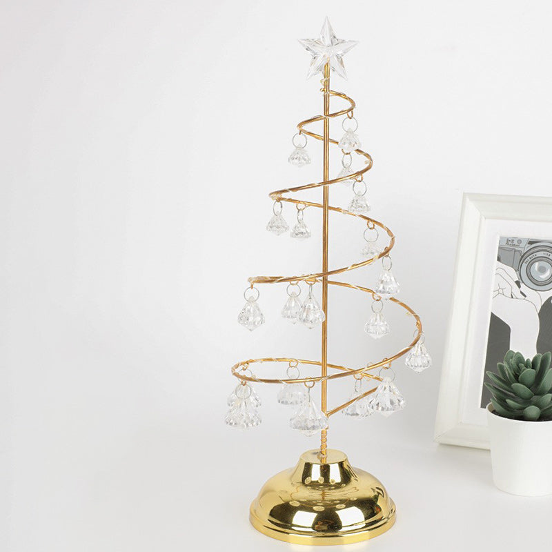 Modern Art Deco Copper Iron Acrylic Plastic Battery Christmas Tree Star LED Table Lamp Night Light for Bedroom