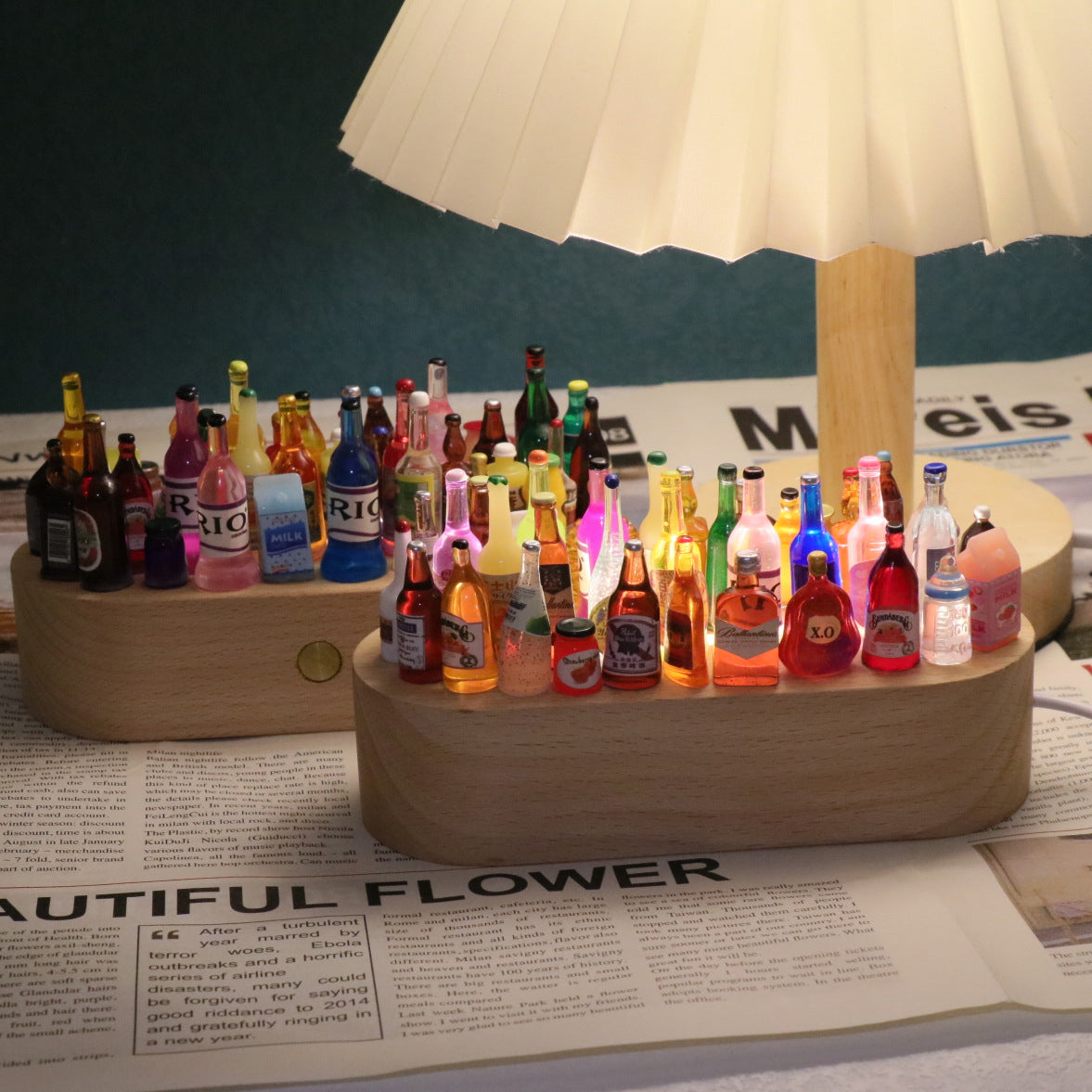 Contemporary Creative Rechargeable Solid Wood LED Table Lamp Night Light for Bedroom