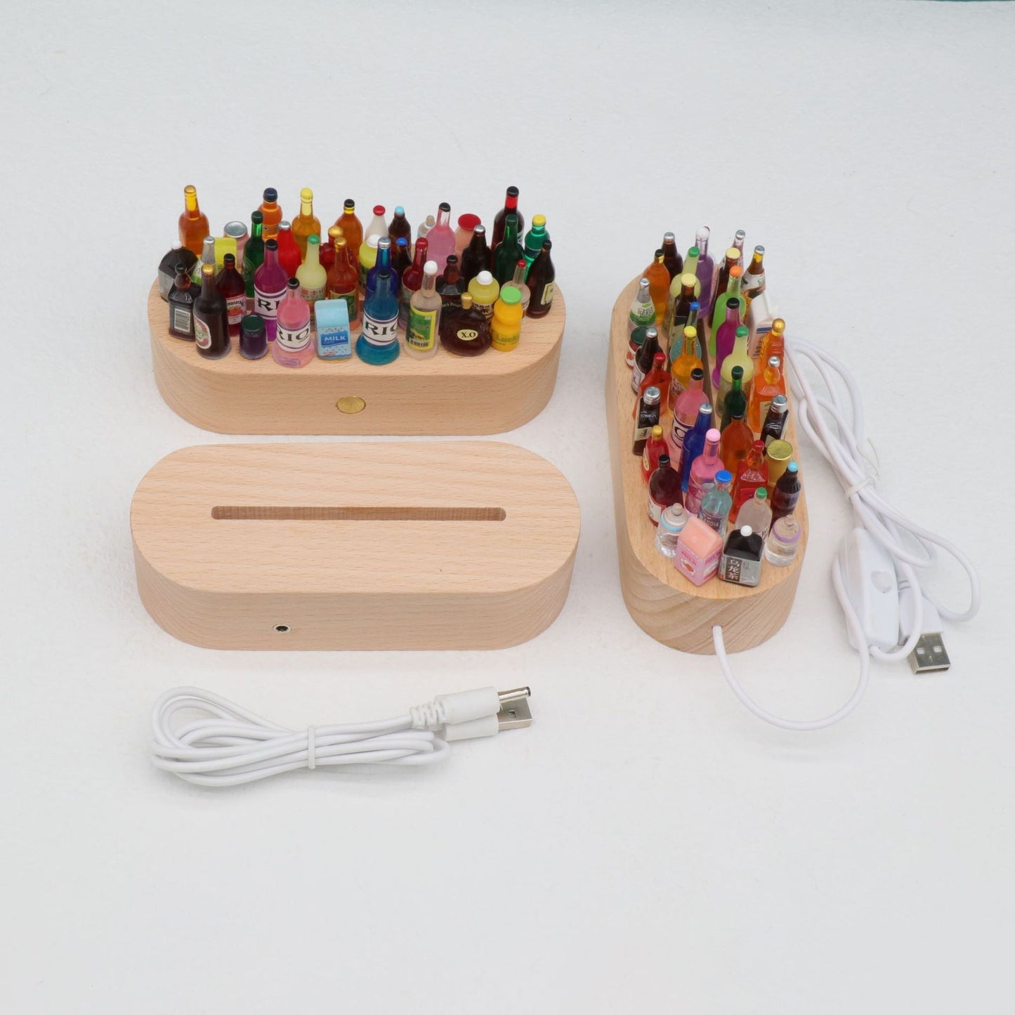 Contemporary Creative Rechargeable Solid Wood LED Table Lamp Night Light for Bedroom
