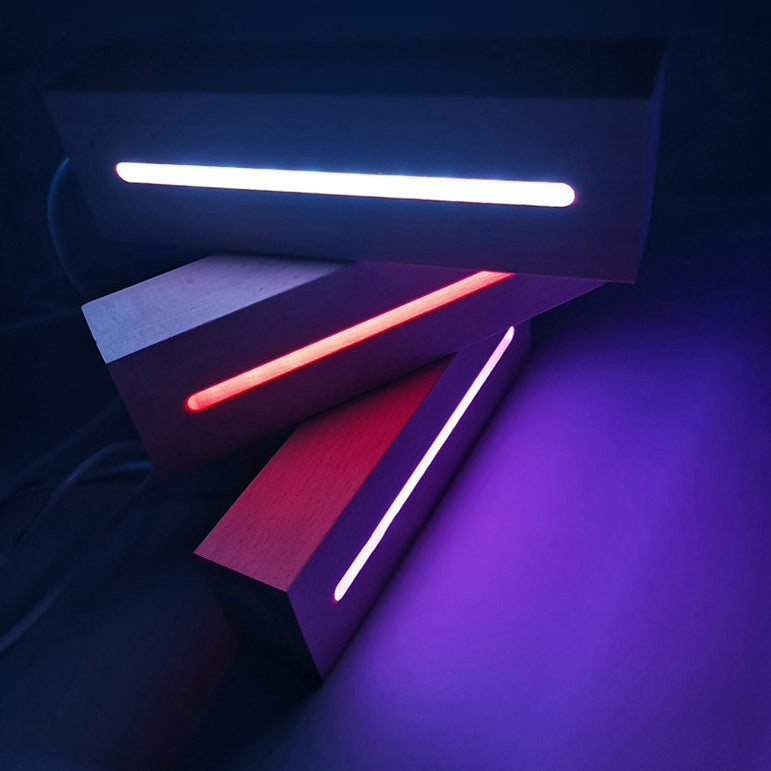 Contemporary Creative Rechargeable Solid Wood LED Table Lamp Night Light for Bedroom