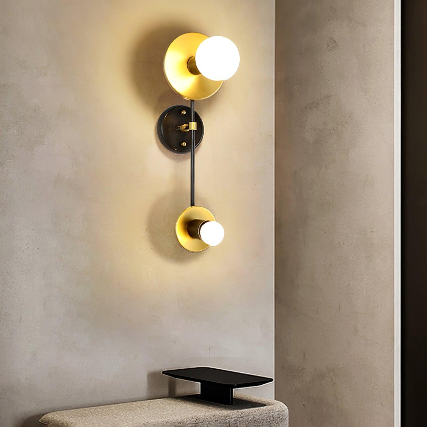 Balance Scale Wall Light with Marble and Metal Finish
