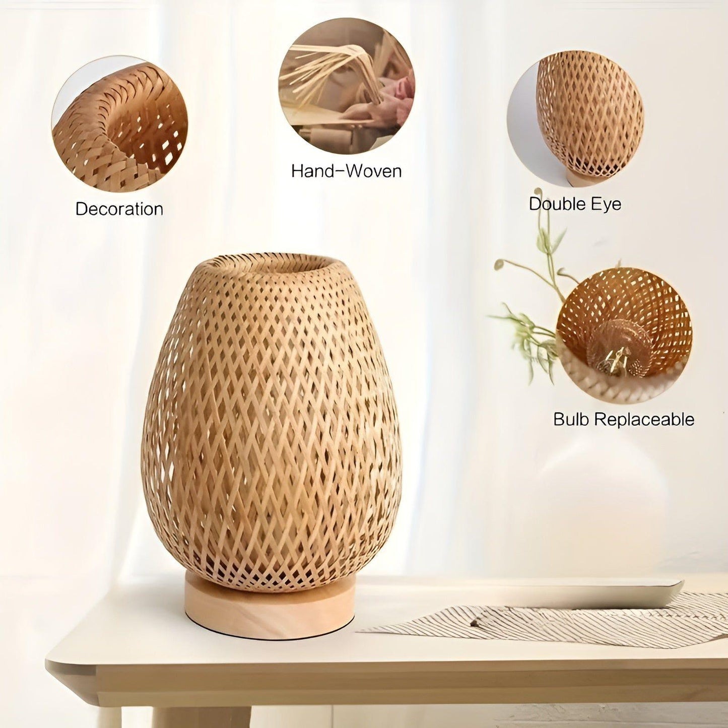 Aura Lamp - Bamboo USB Table Lamp for Bedroom Decor