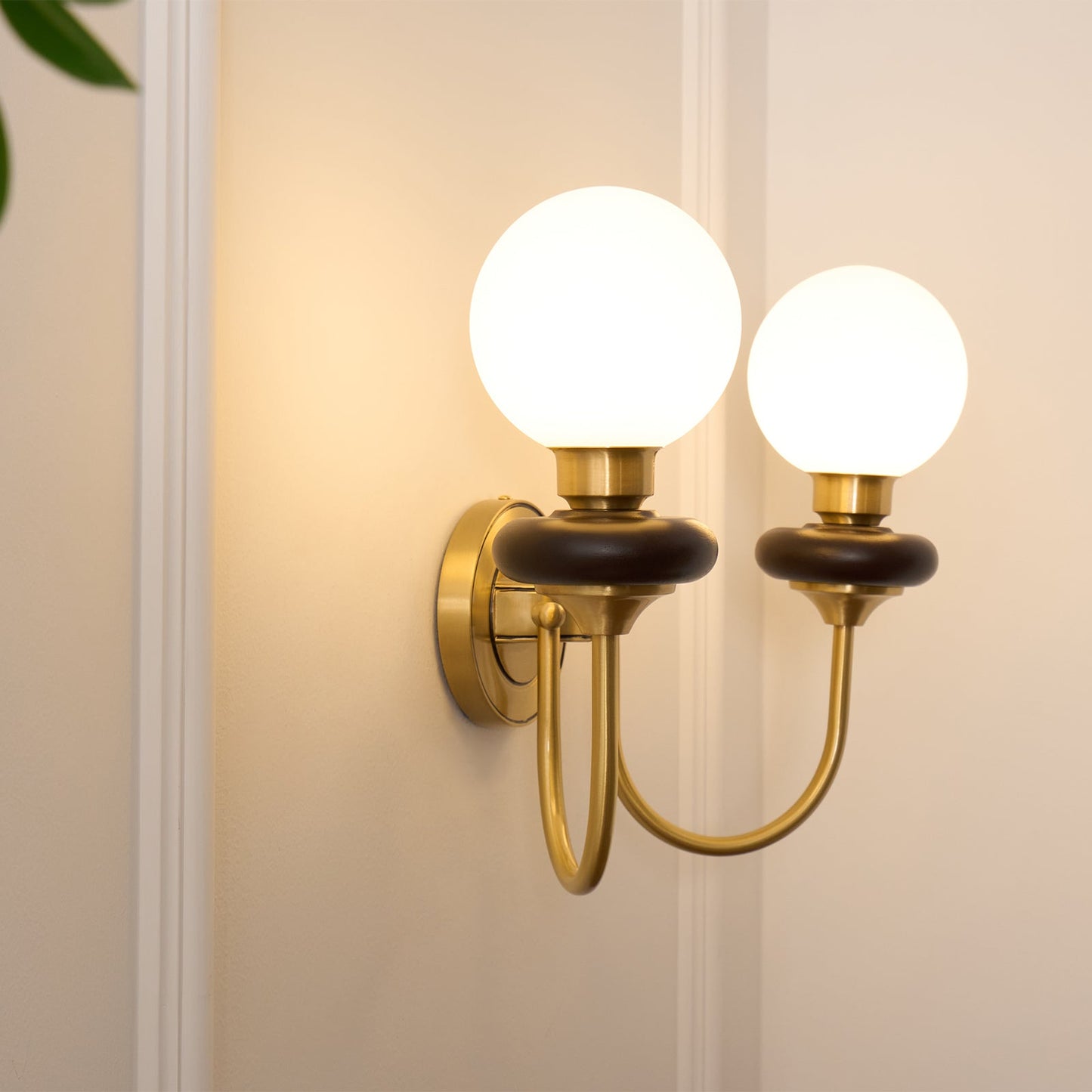 Bellevue Wall Lamp LED Sconce Brass Opaline Glass Indoor