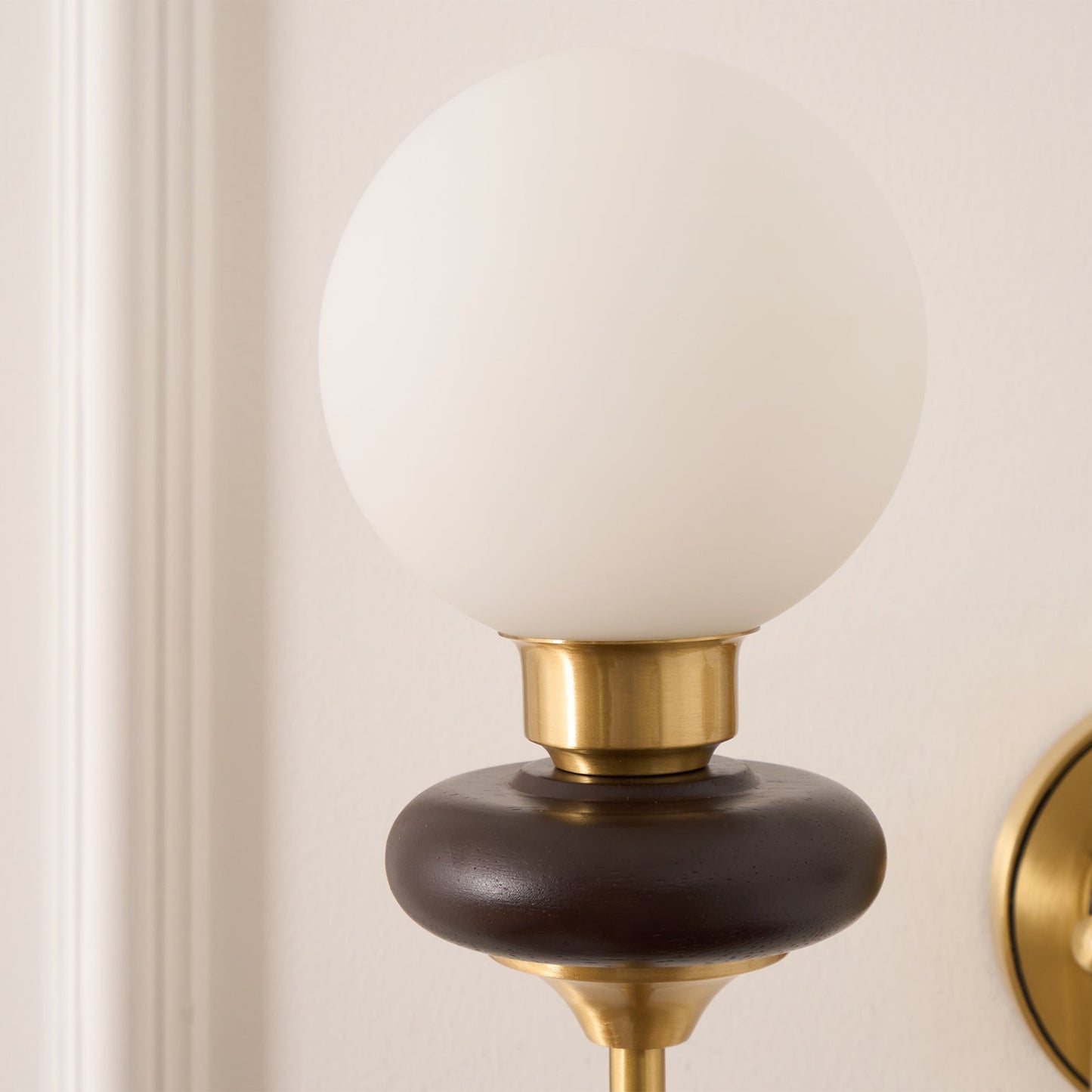 Bellevue Wall Lamp LED Sconce Brass Opaline Glass Indoor