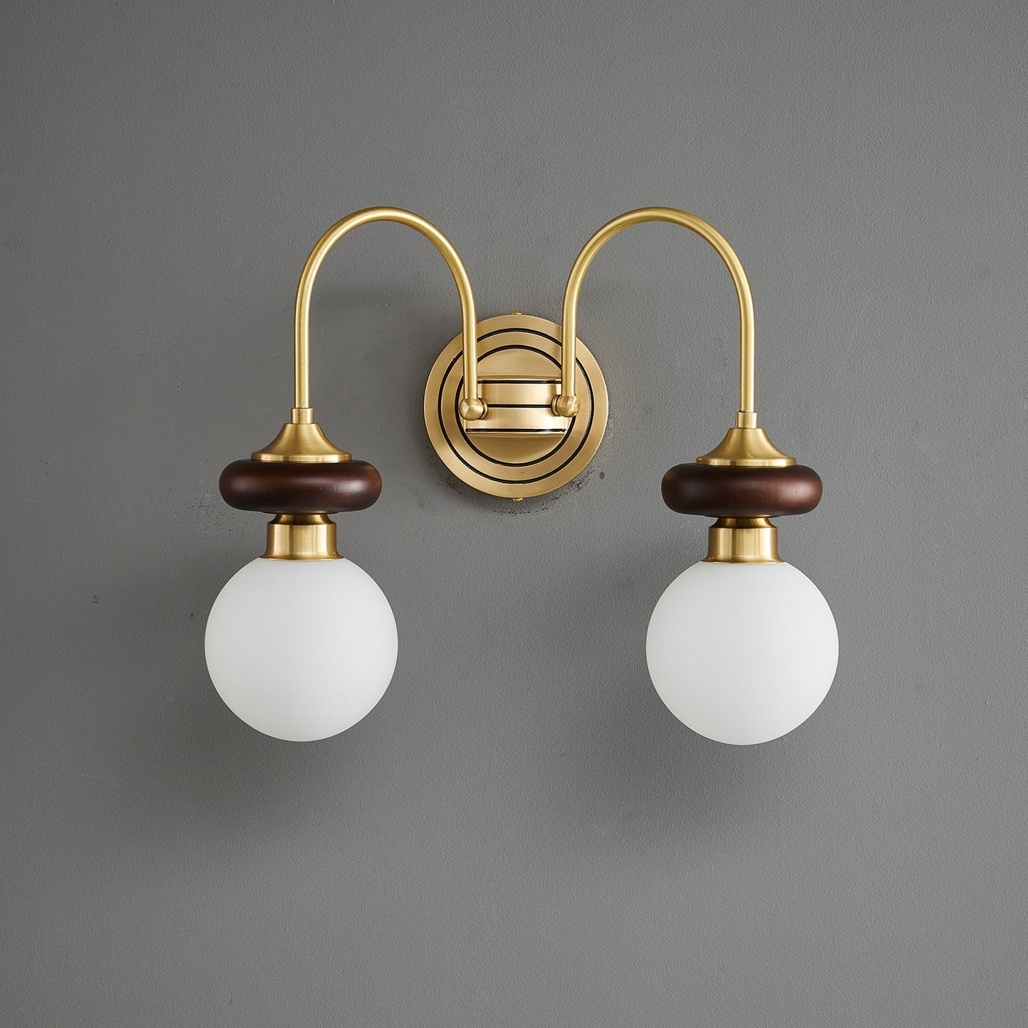 Bellevue Wall Lamp LED Sconce Brass Opaline Glass Indoor