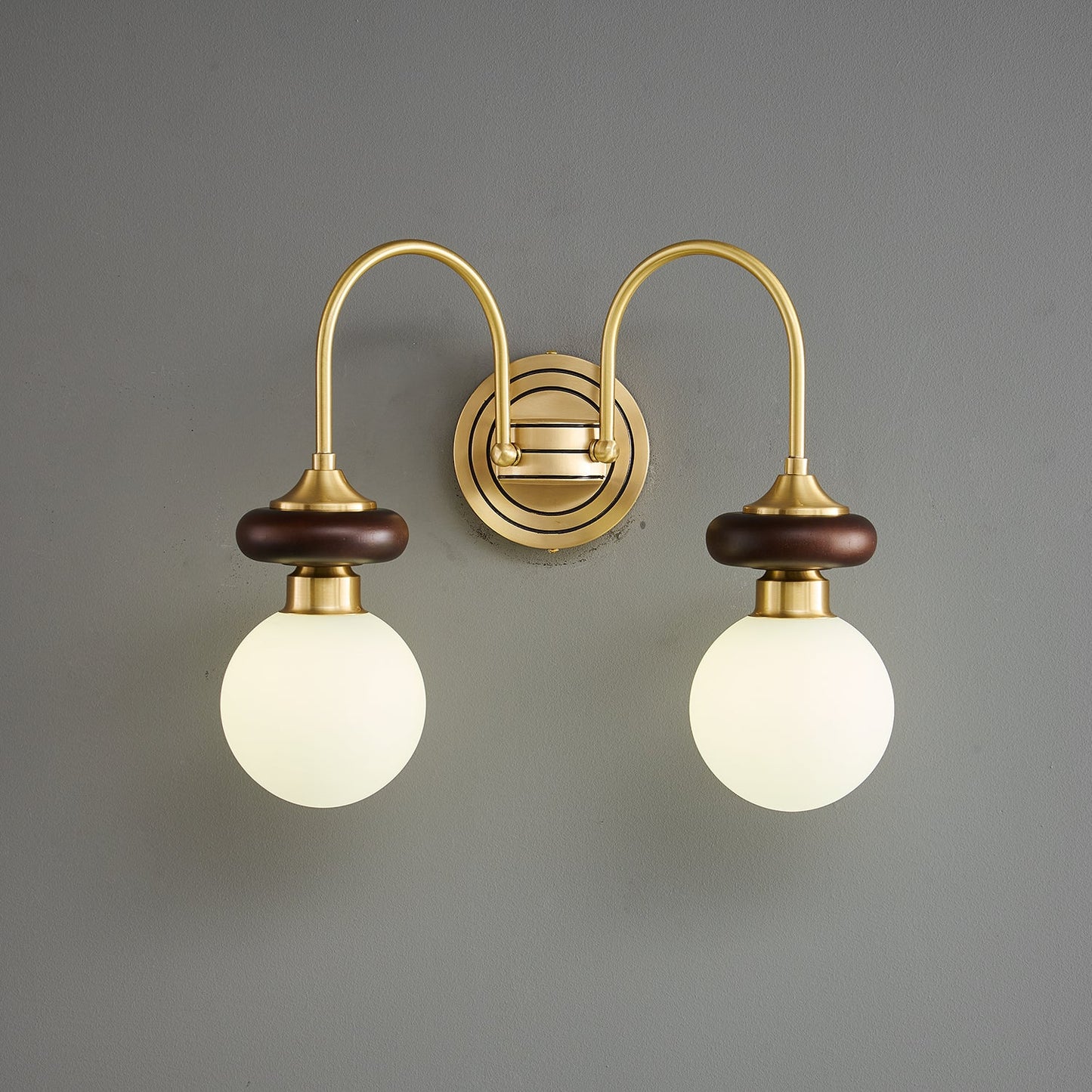Bellevue Wall Lamp LED Sconce Brass Opaline Glass Indoor