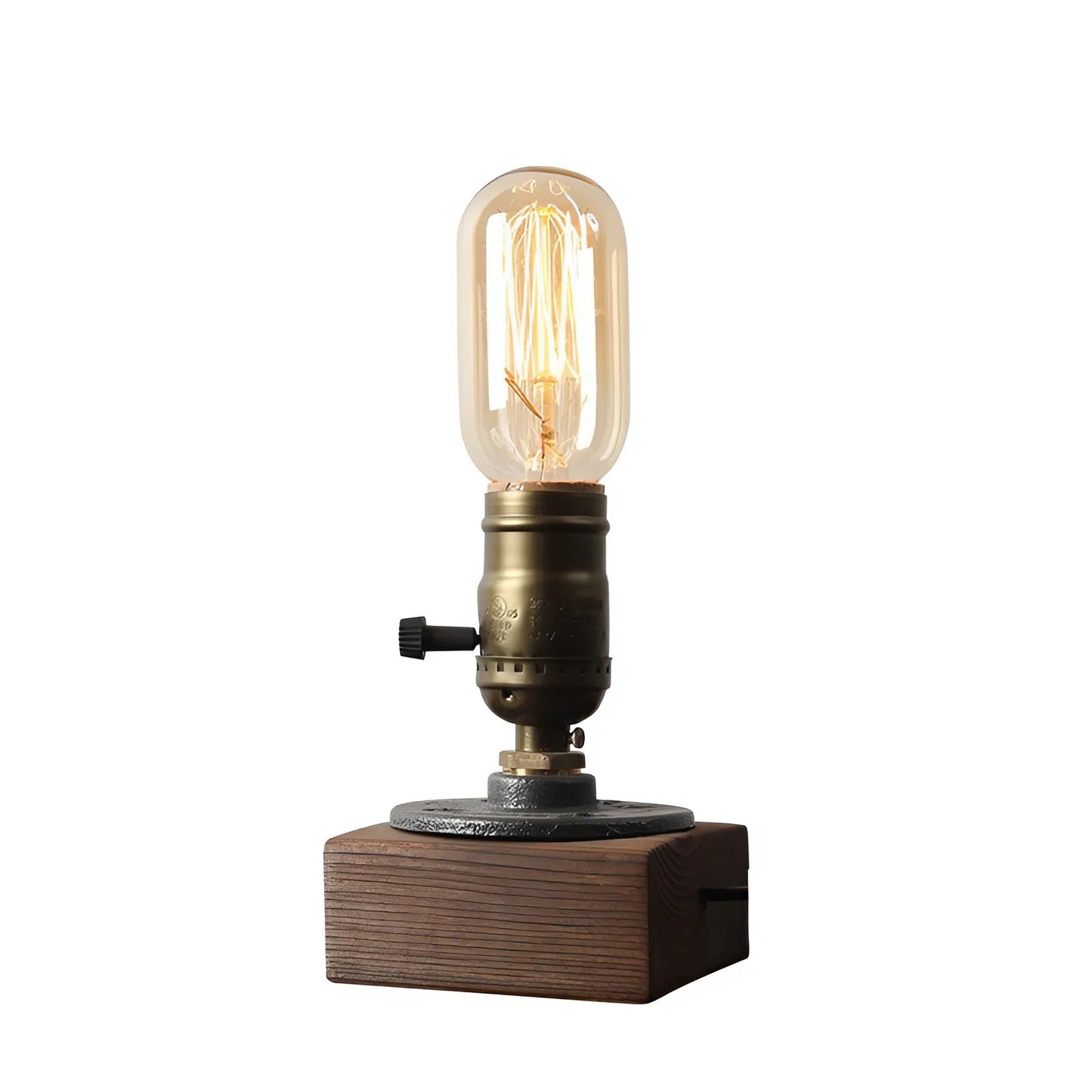 Retro Wood Industrial LED Table Lamp with Switch