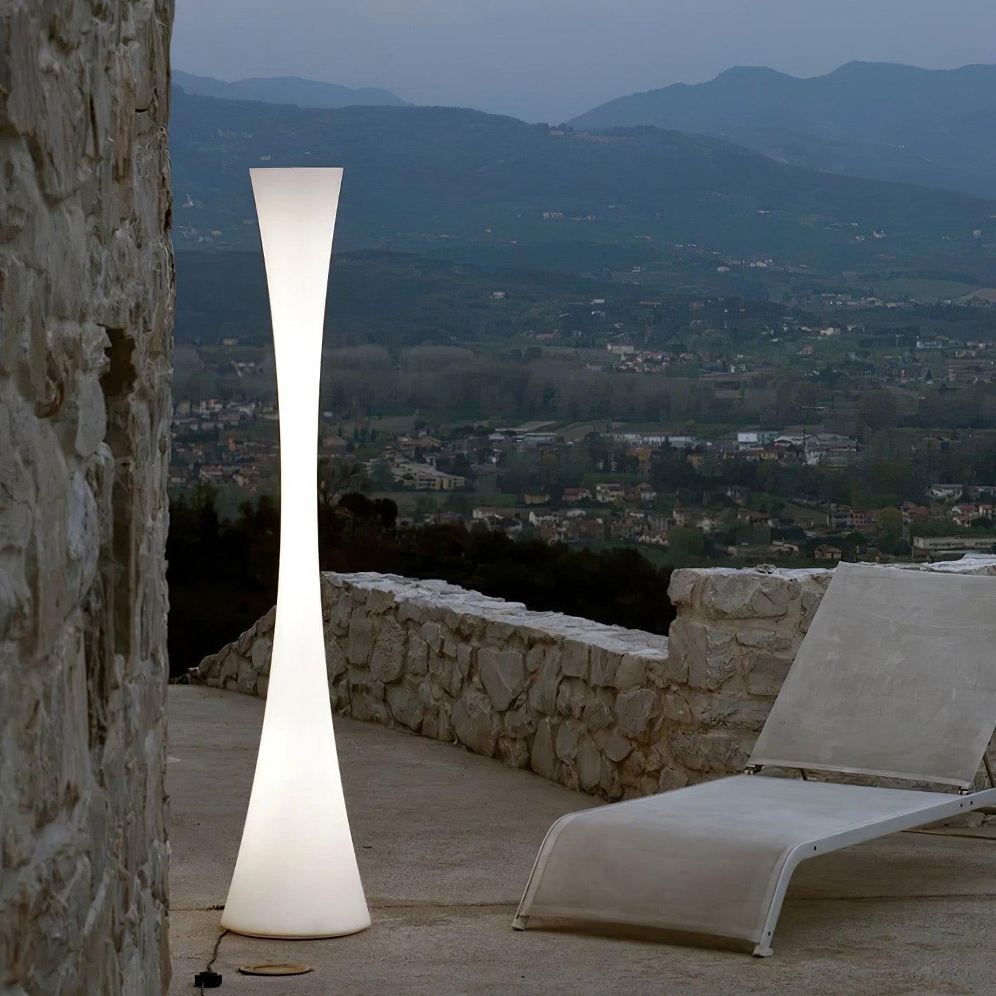 Biconica Pol Floor Lamp with LED Light - Modern White Design
