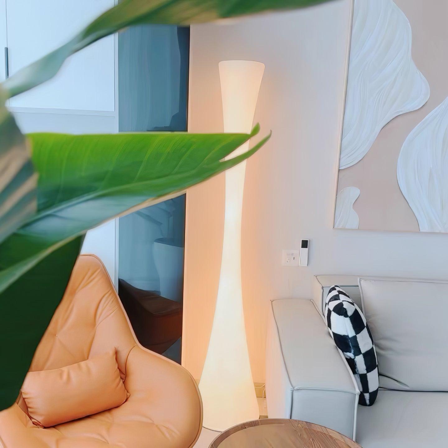 Biconica Pol Floor Lamp with LED Light - Modern White Design