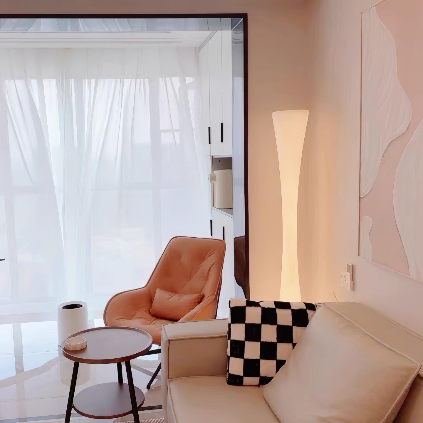 Biconica Pol Floor Lamp with LED Light - Modern White Design
