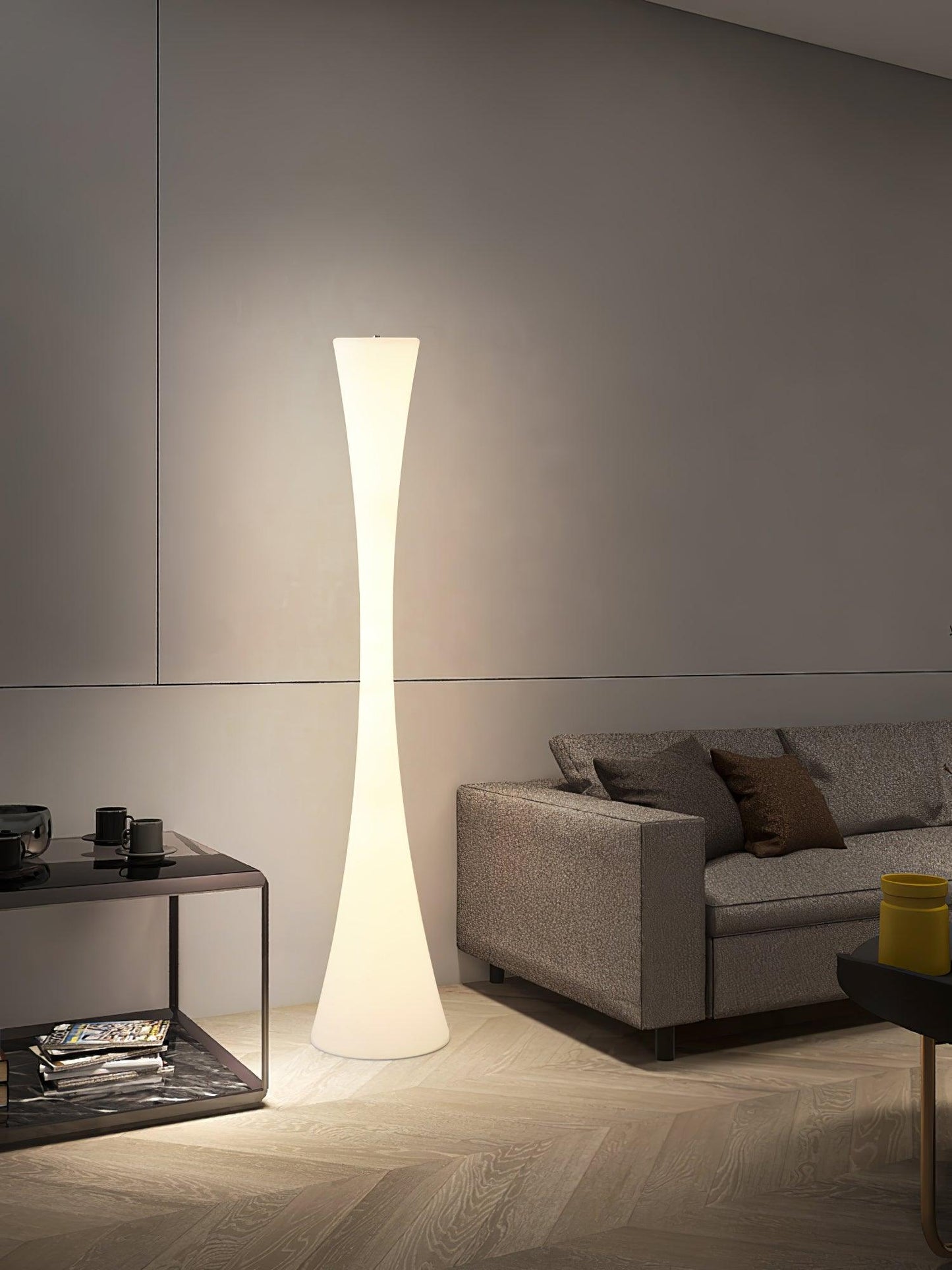 Biconica Pol Floor Lamp with LED Light - Modern White Design