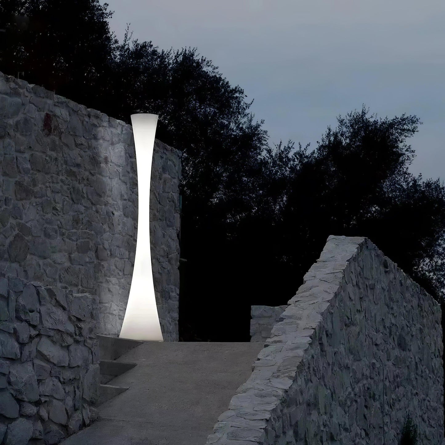 Biconica Pol Floor Lamp with LED Light - Modern White Design