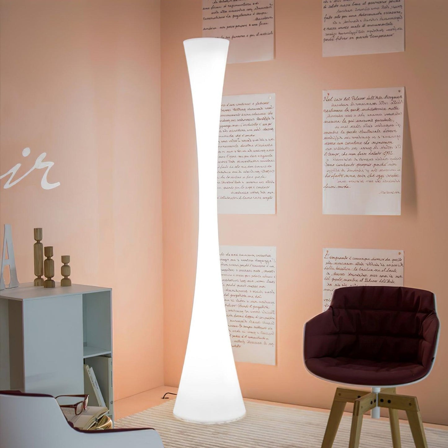 Biconica Pol Floor Lamp with LED Light - Modern White Design