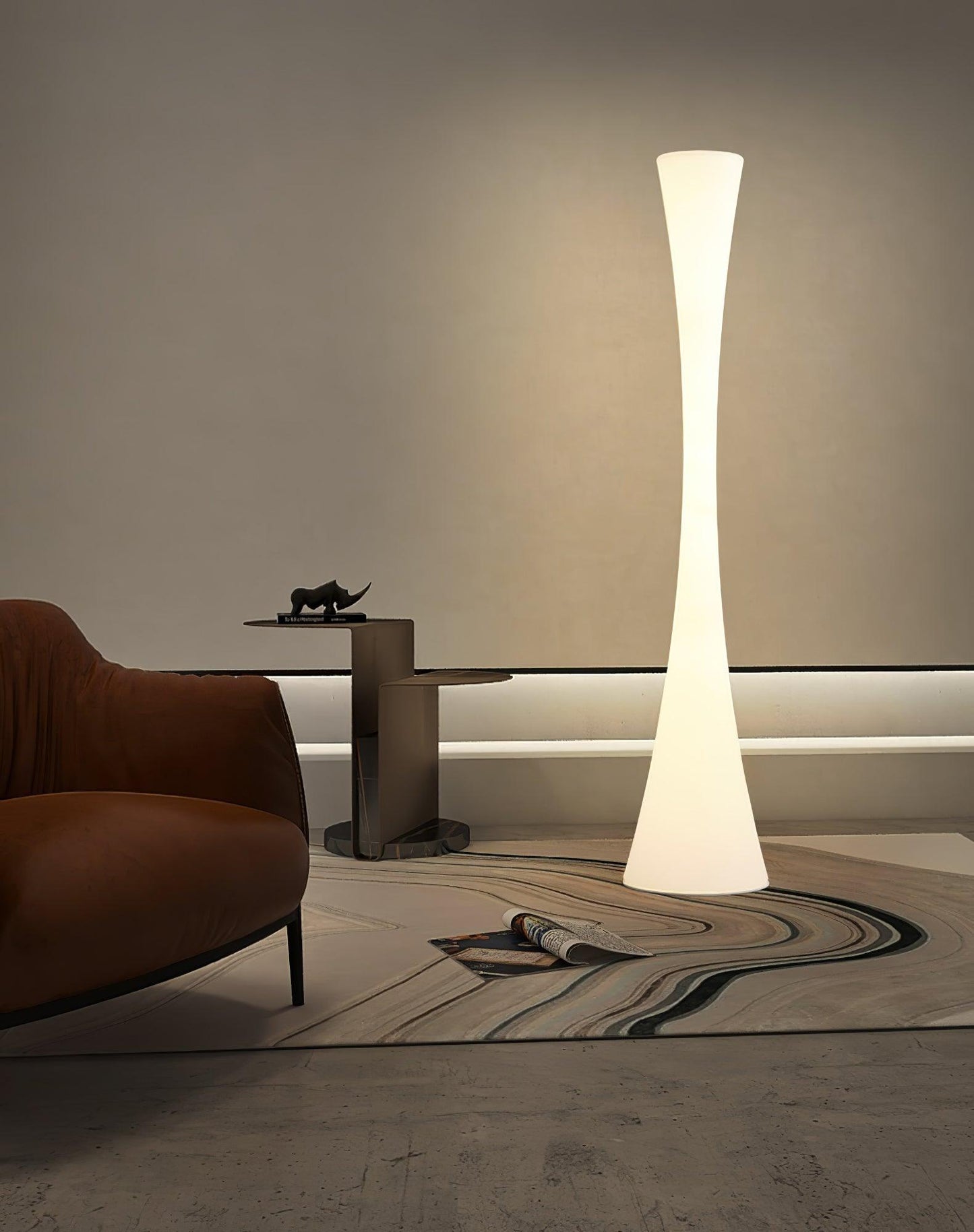 Biconica Pol Floor Lamp with LED Light - Modern White Design