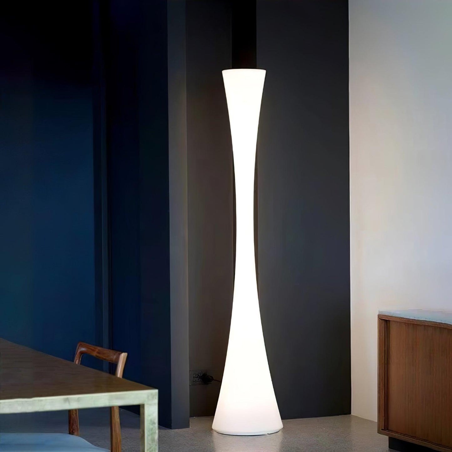 Biconica Pol Floor Lamp with LED Light - Modern White Design