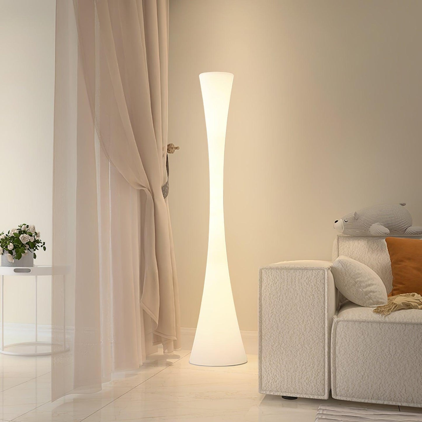 Biconica Pol Floor Lamp with LED Light - Modern White Design