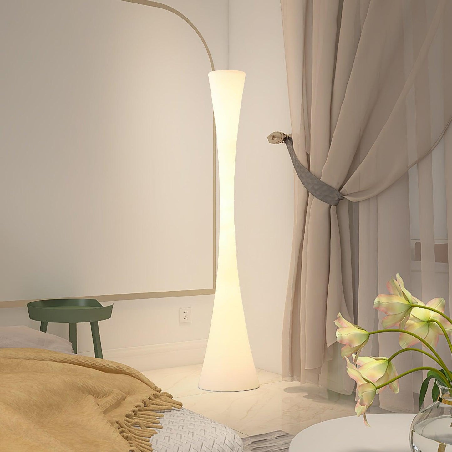 Biconica Pol Floor Lamp with LED Light - Modern White Design