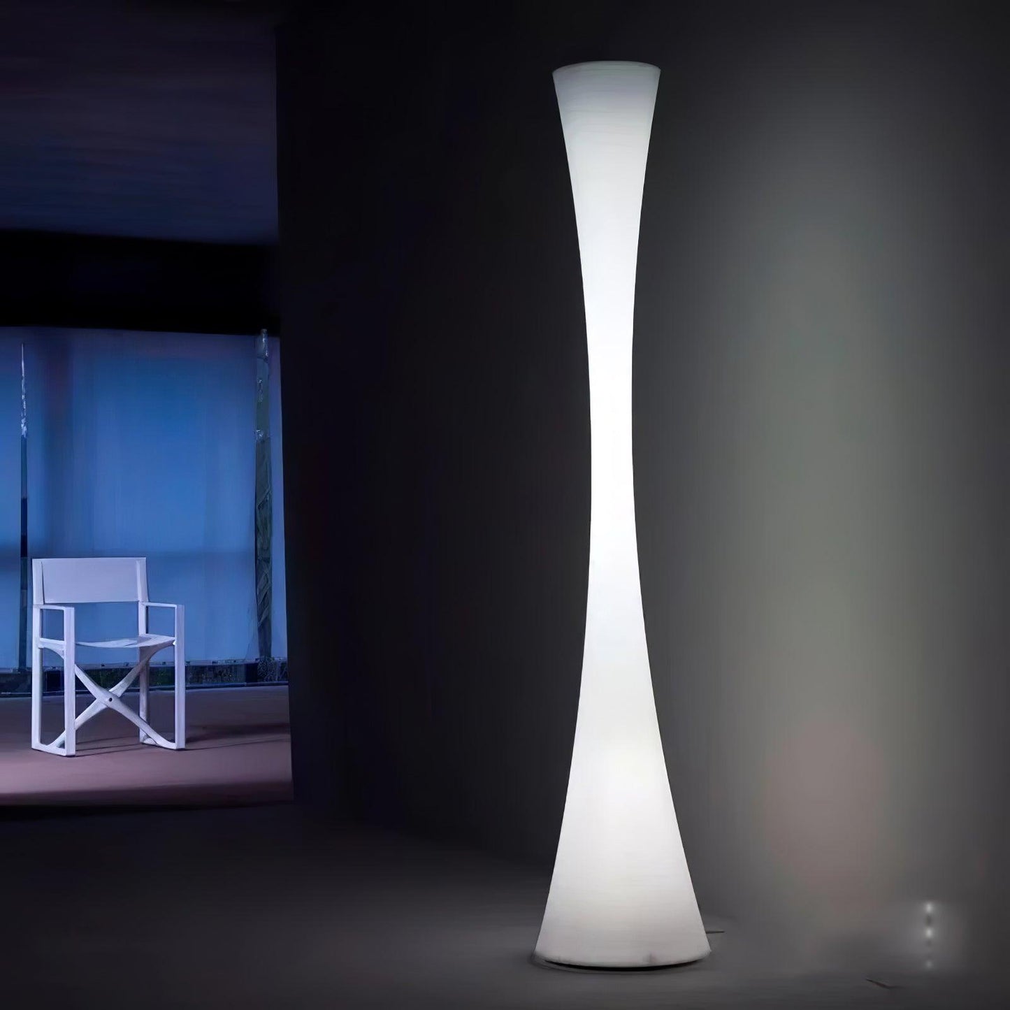 Biconica Pol Floor Lamp with LED Light - Modern White Design