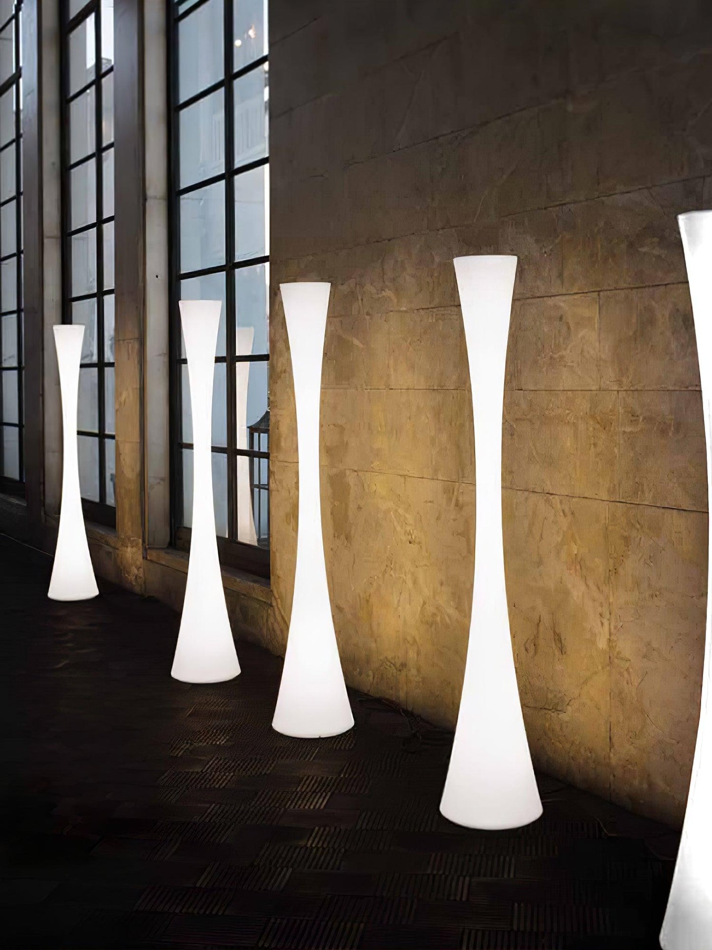 Biconica Pol Floor Lamp with LED Light - Modern White Design