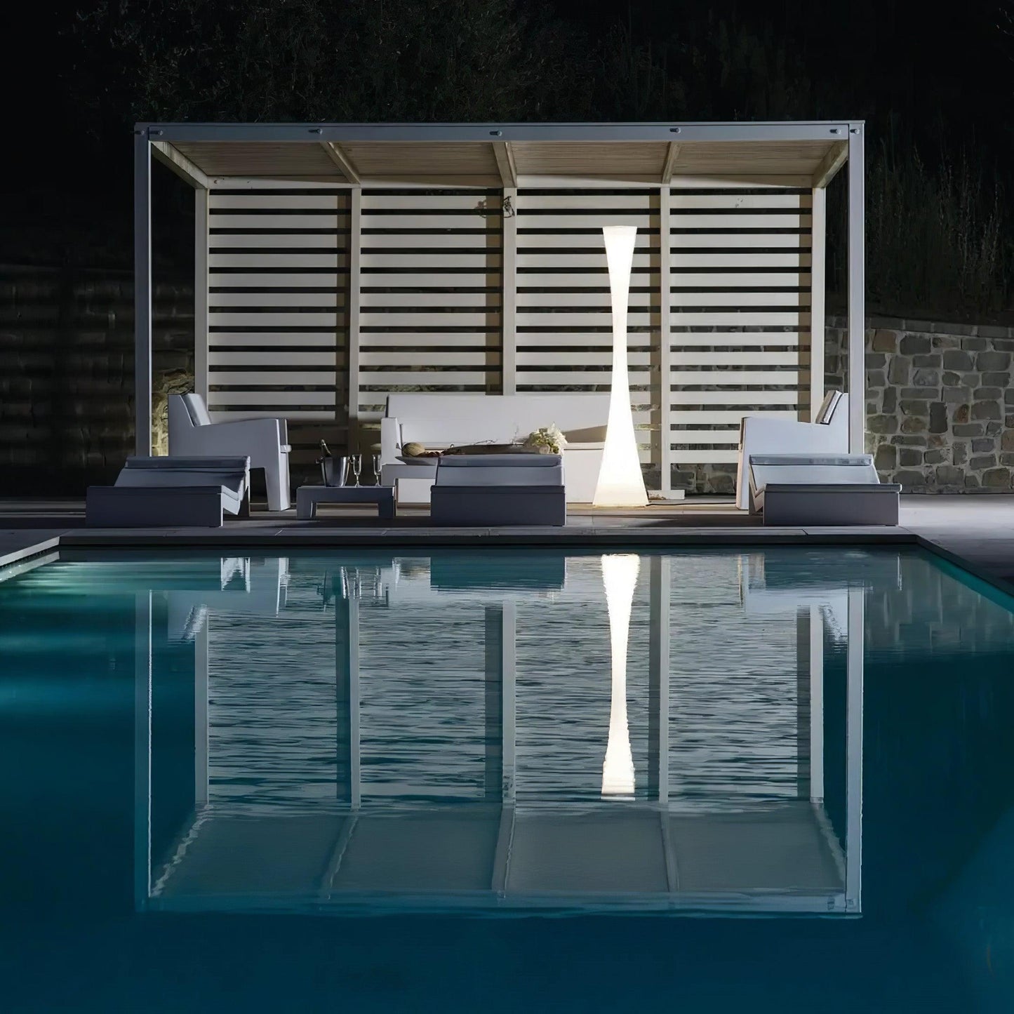 Biconica Pol Floor Lamp with LED Light - Modern White Design