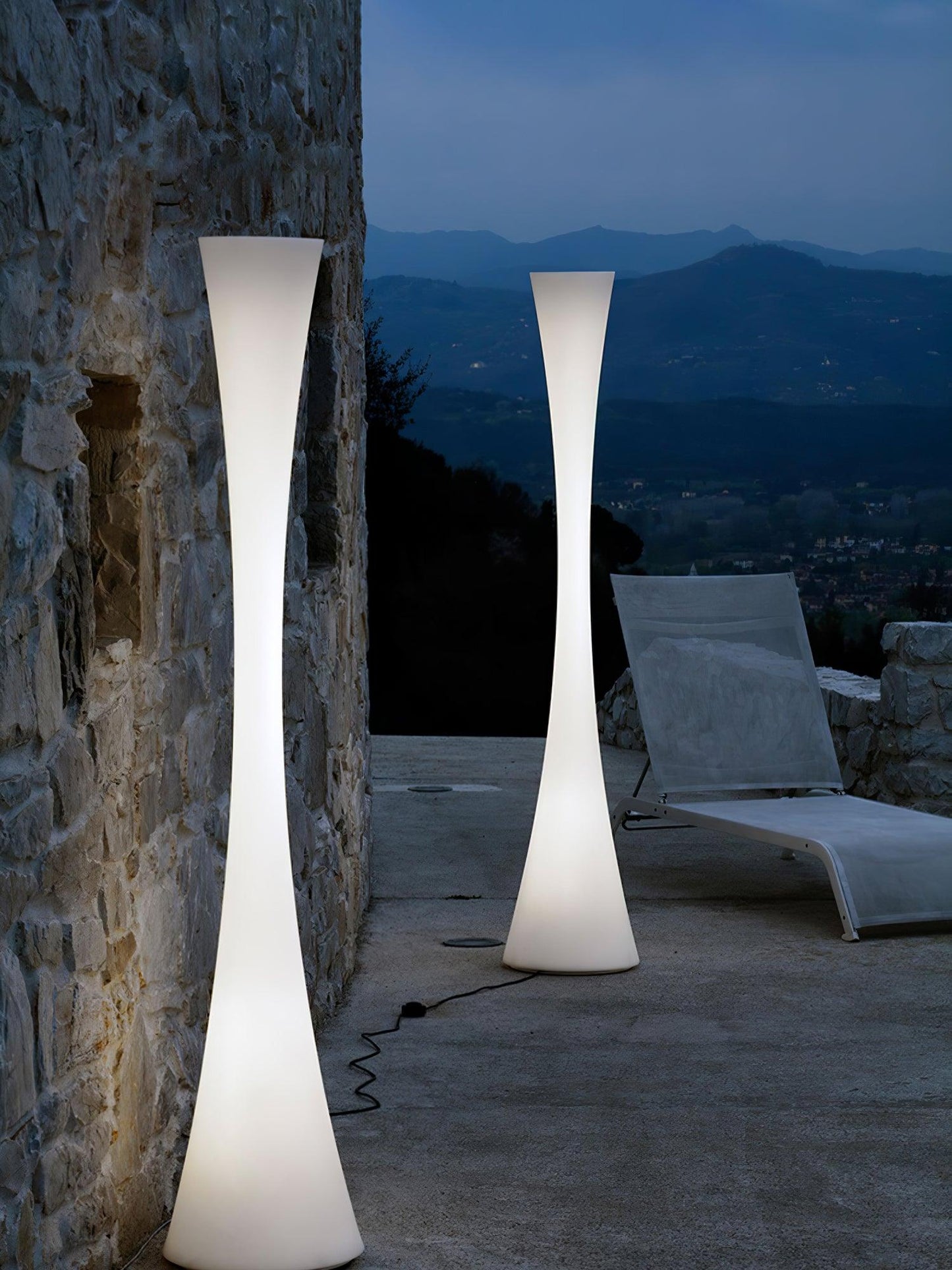 Biconica Pol Floor Lamp with LED Light - Modern White Design