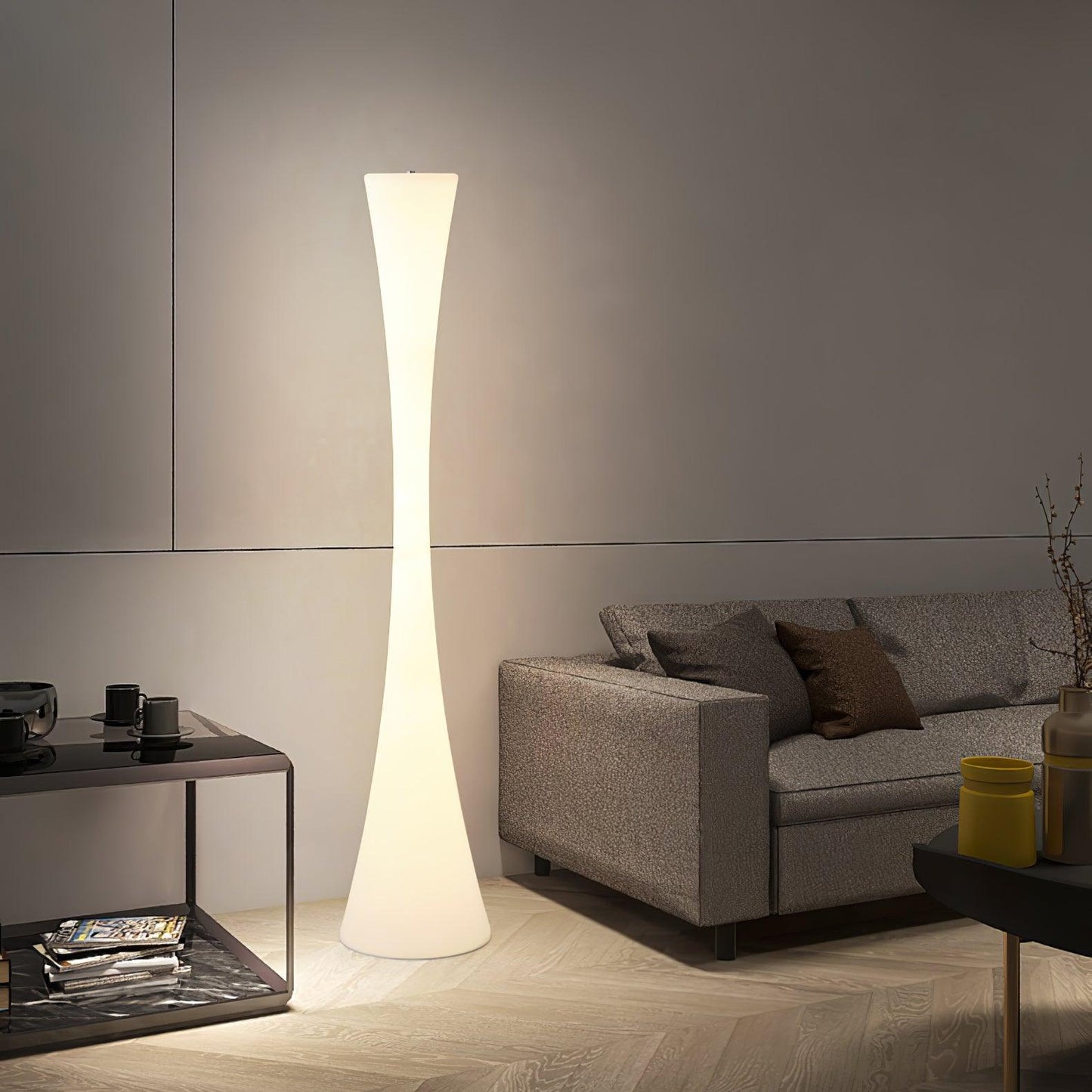Biconica Pol Floor Lamp with LED Light - Modern White Design