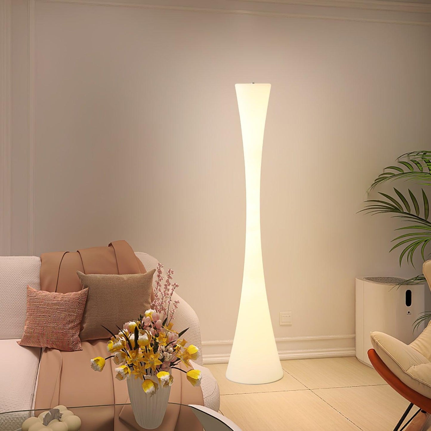 Biconica Pol Floor Lamp with LED Light - Modern White Design