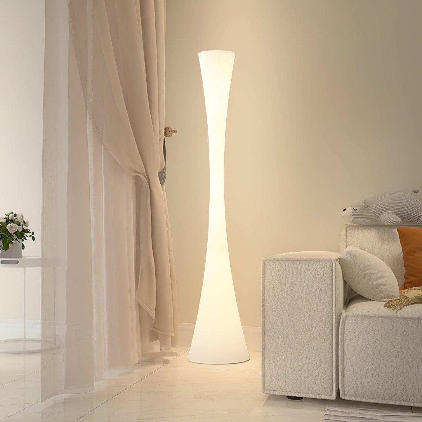 Biconica Pol Floor Lamp with LED Light - Modern White Design