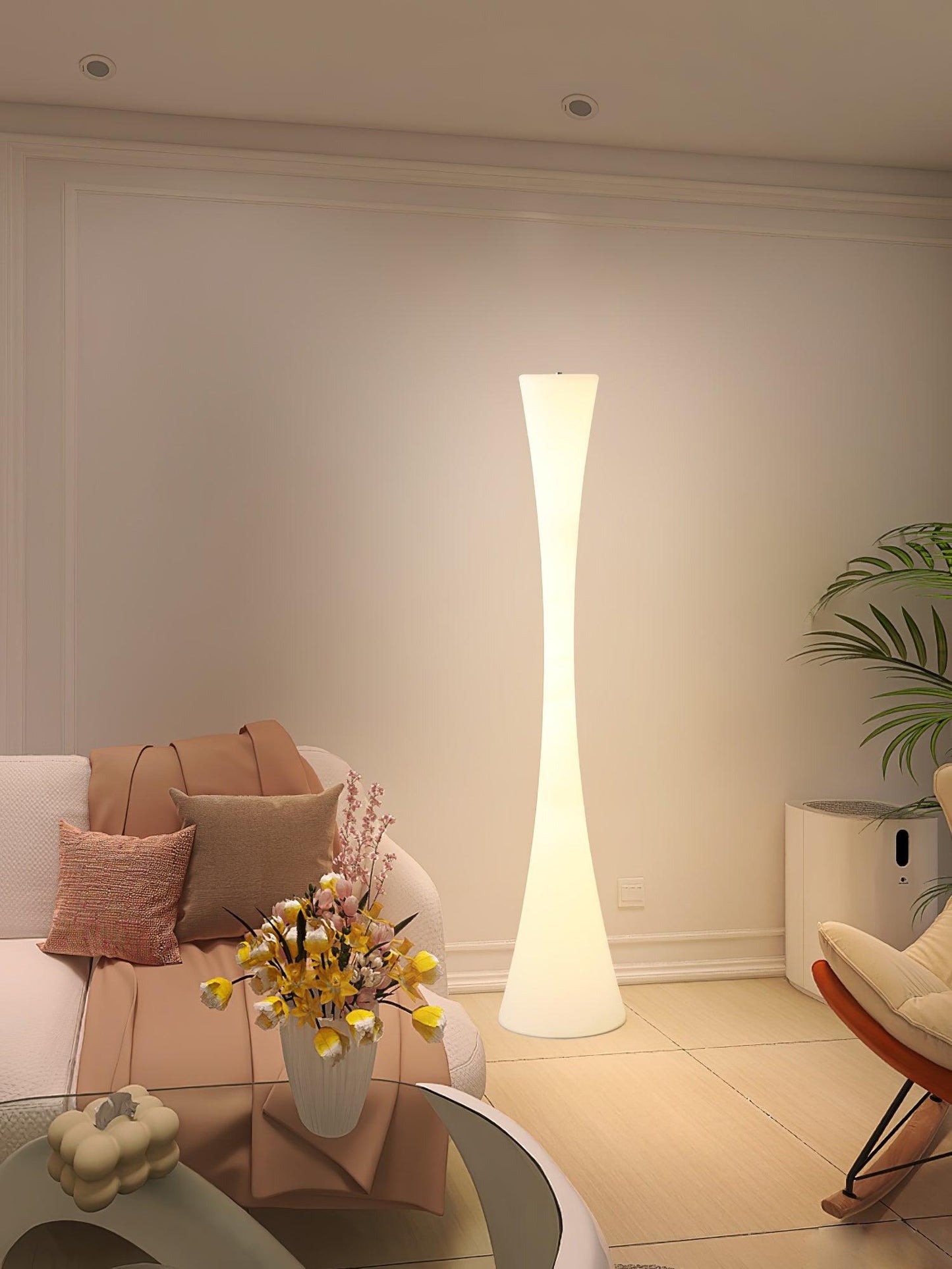 Biconica Pol Floor Lamp with LED Light - Modern White Design