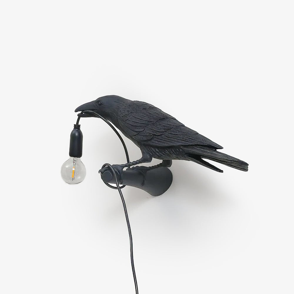 Bird Wall Light - LED Resin Ravens - Indoor Decor