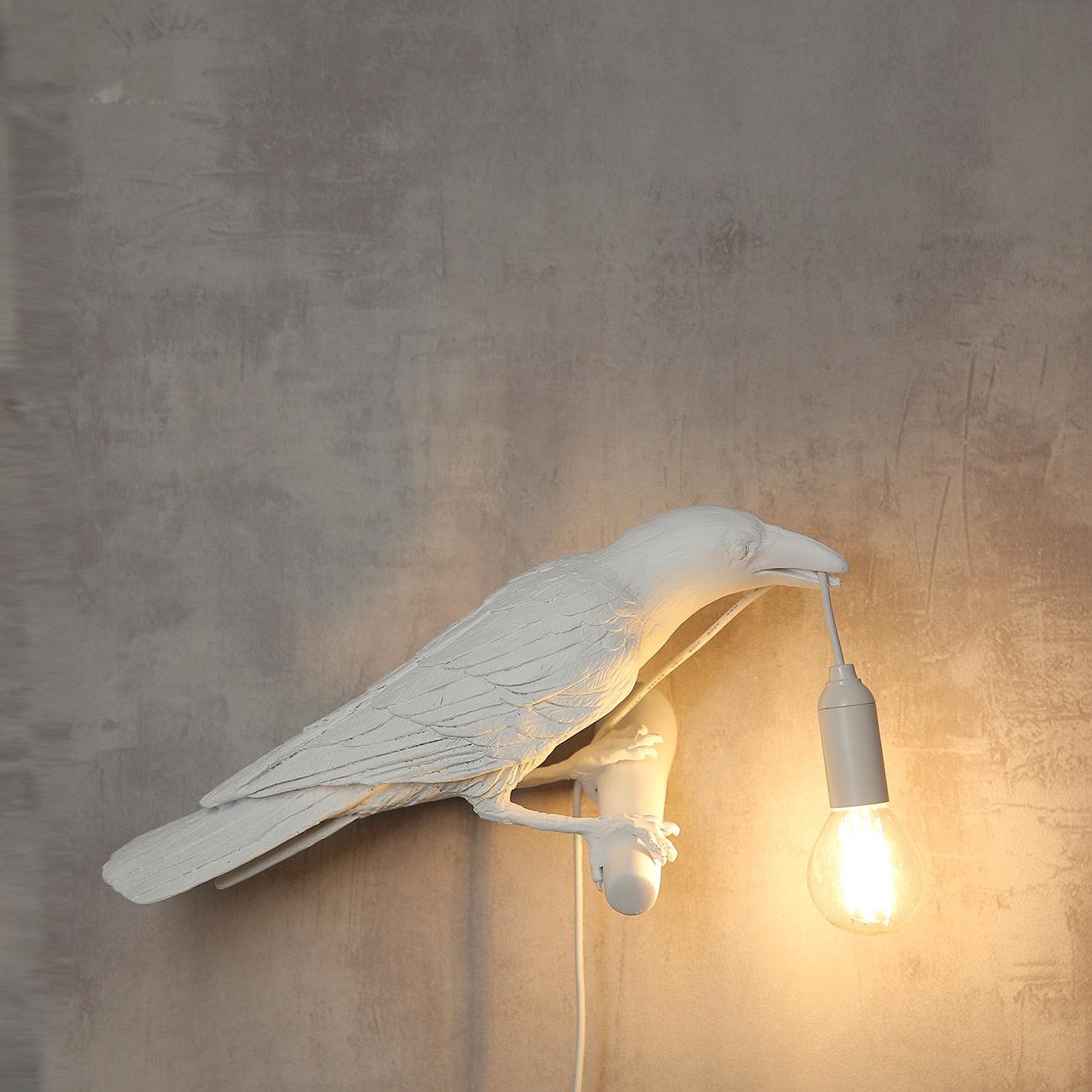 Bird Wall Light - LED Resin Ravens - Indoor Decor