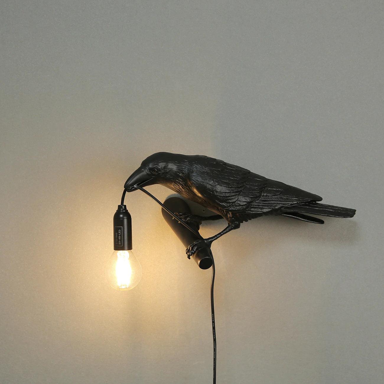 Bird Wall Light - LED Resin Ravens - Indoor Decor