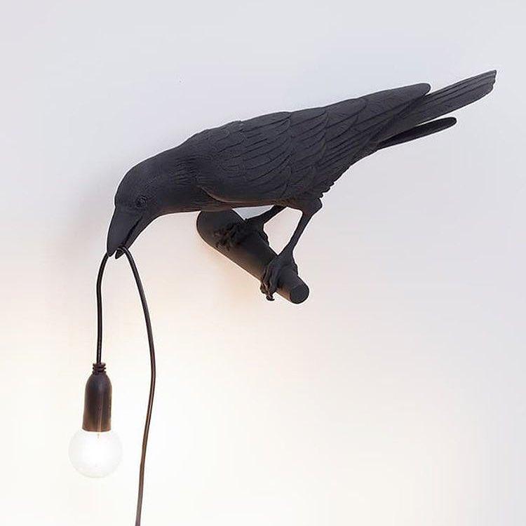 Bird Wall Light - LED Resin Ravens - Indoor Decor