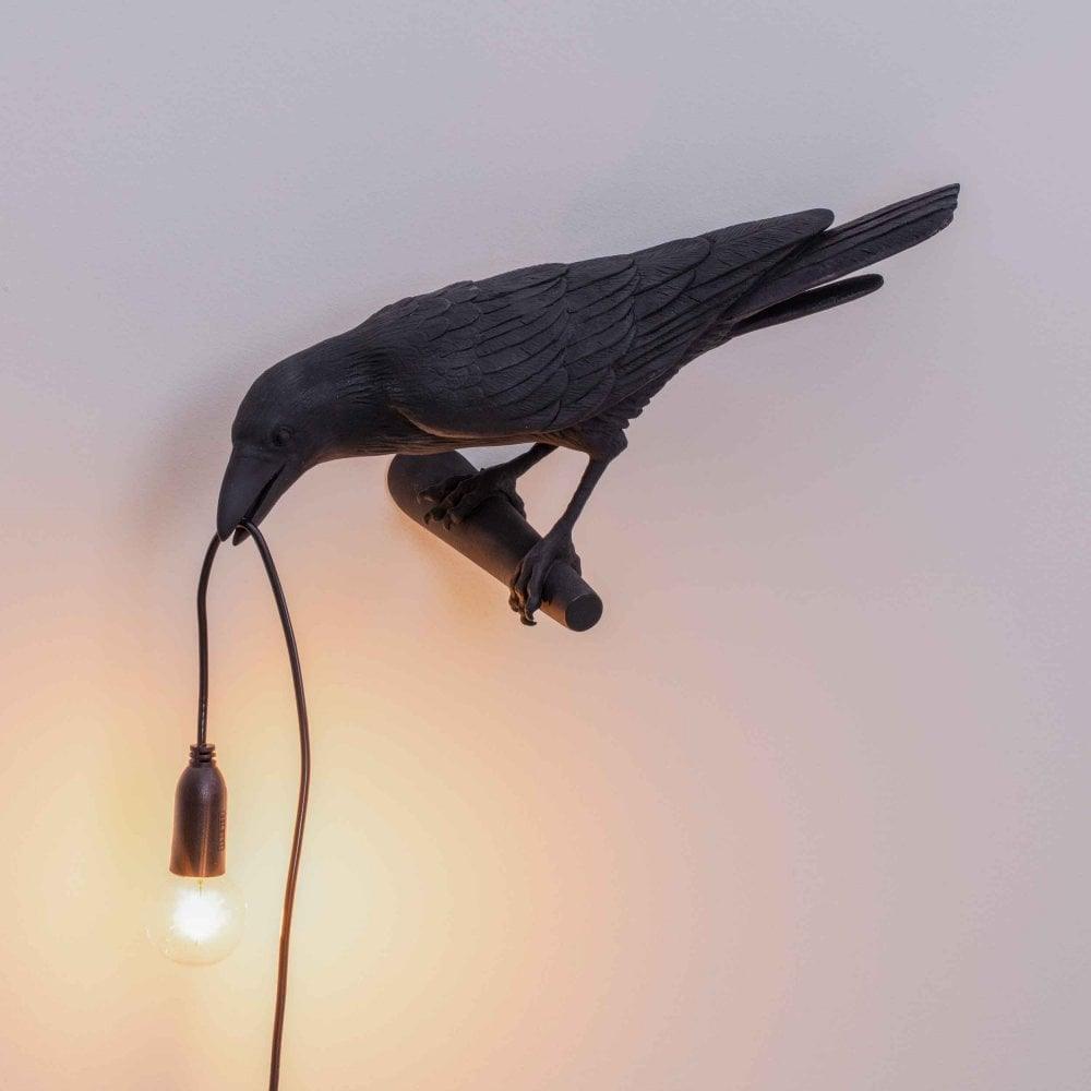 Bird Wall Light - LED Resin Ravens - Indoor Decor