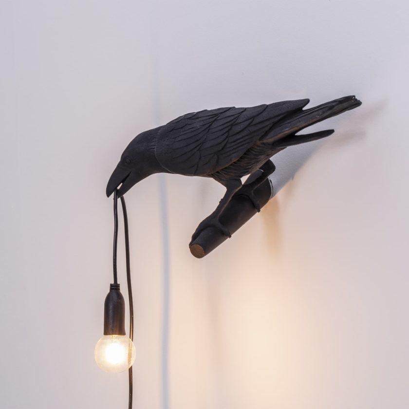 Bird Wall Light - LED Resin Ravens - Indoor Decor