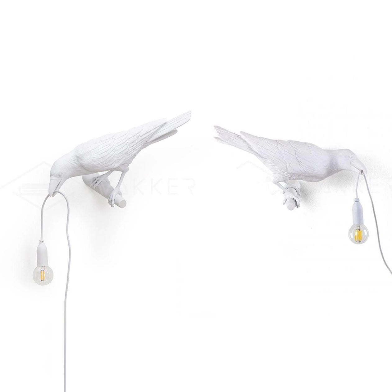 Bird Wall Light - LED Resin Ravens - Indoor Decor