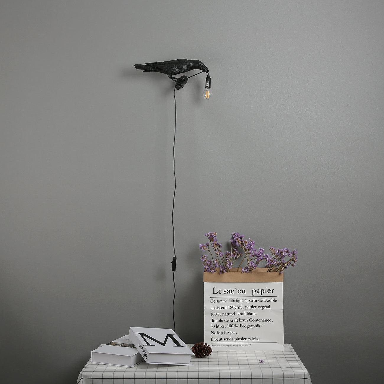 Bird Wall Light - LED Resin Ravens - Indoor Decor