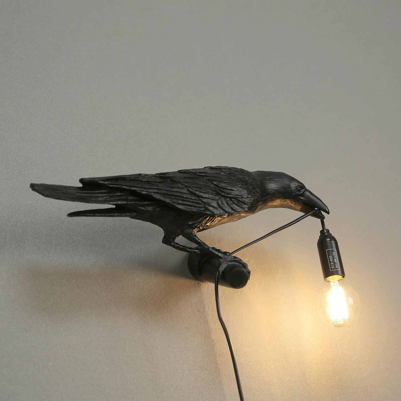 Bird Wall Light - LED Resin Ravens - Indoor Decor