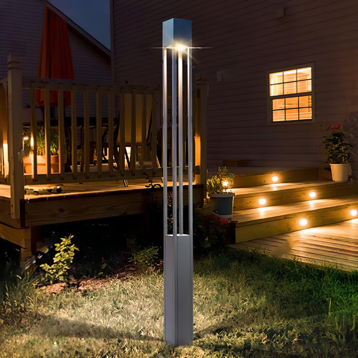 Pole Outdoor Post Garden Light - LED Waterproof Black Design