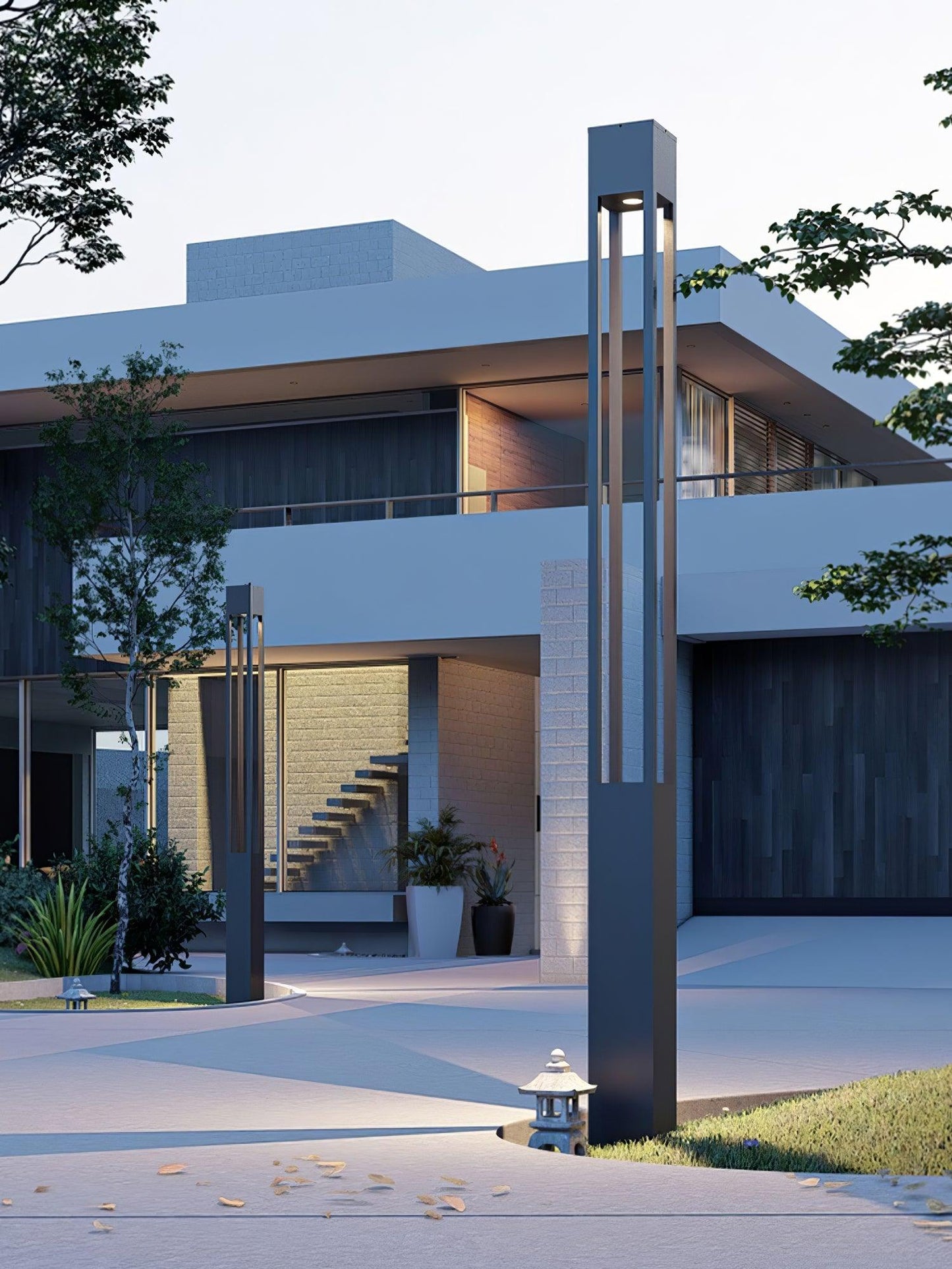 Pole Outdoor Post Garden Light - LED Waterproof Black Design