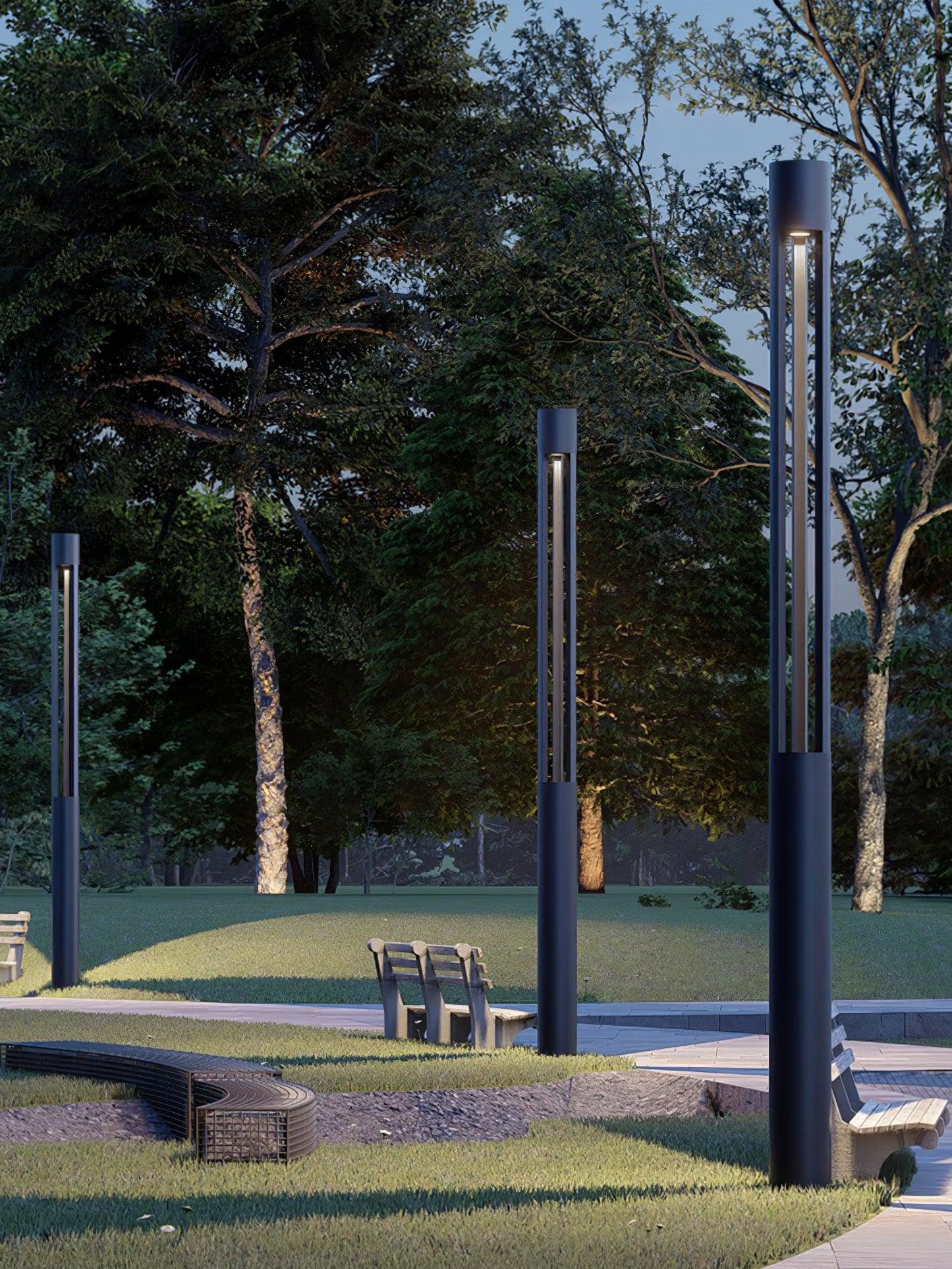 Pole Outdoor Post Garden Light - LED Waterproof Black Design