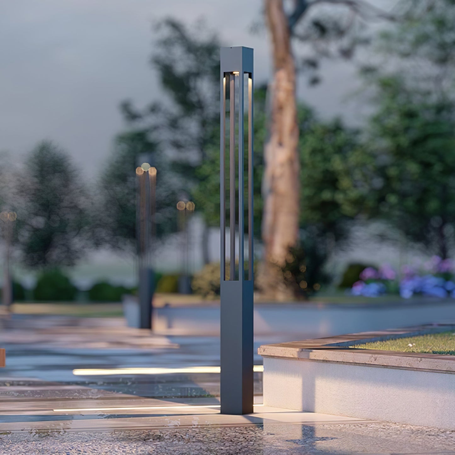 Pole Outdoor Post Garden Light - LED Waterproof Black Design