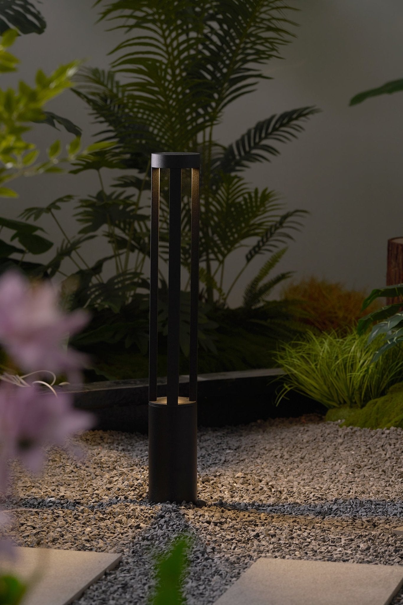Black Cylindrical Garden Outdoor Light LED Waterproof 40cm