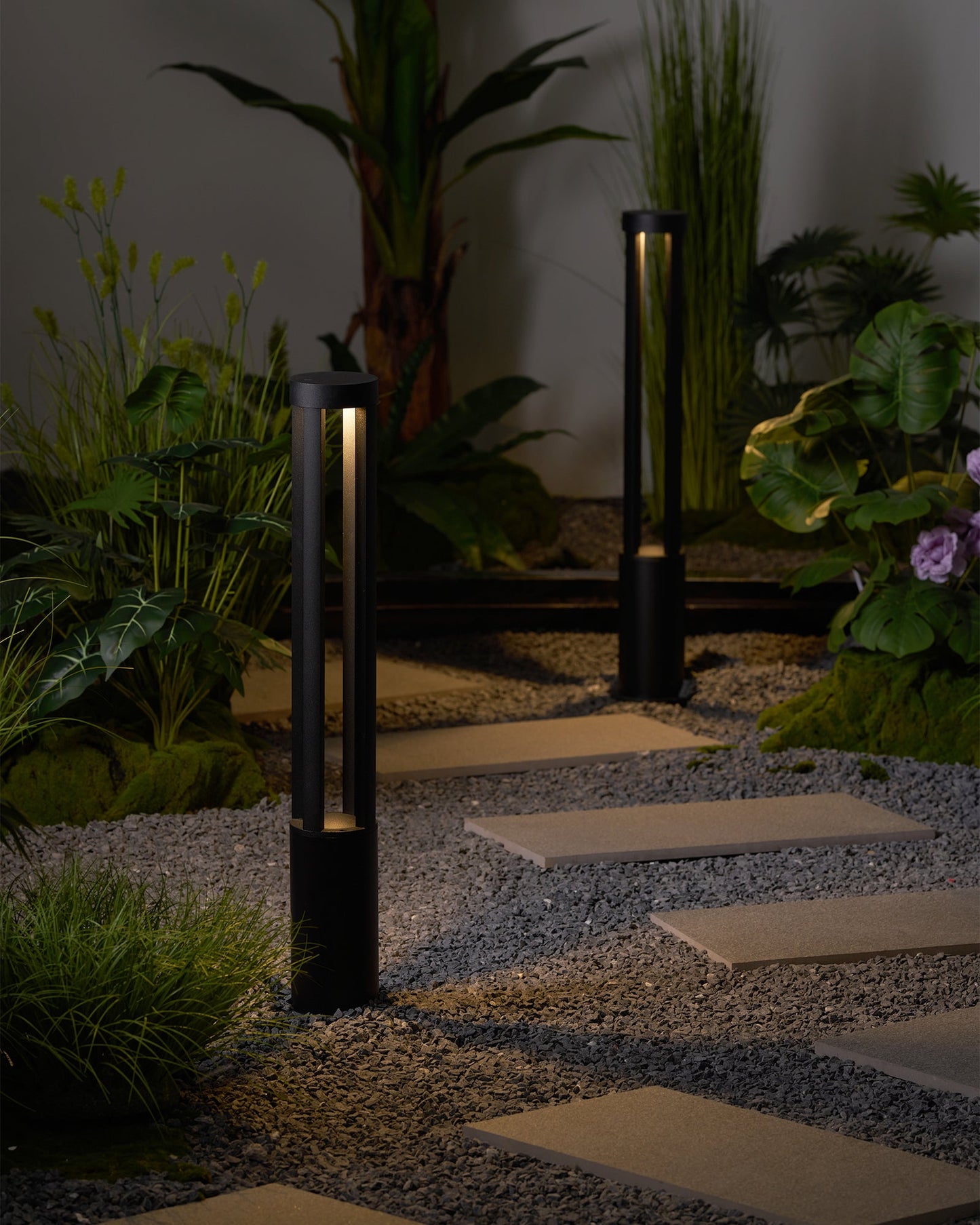 Black Cylindrical Garden Outdoor Light LED Waterproof 40cm
