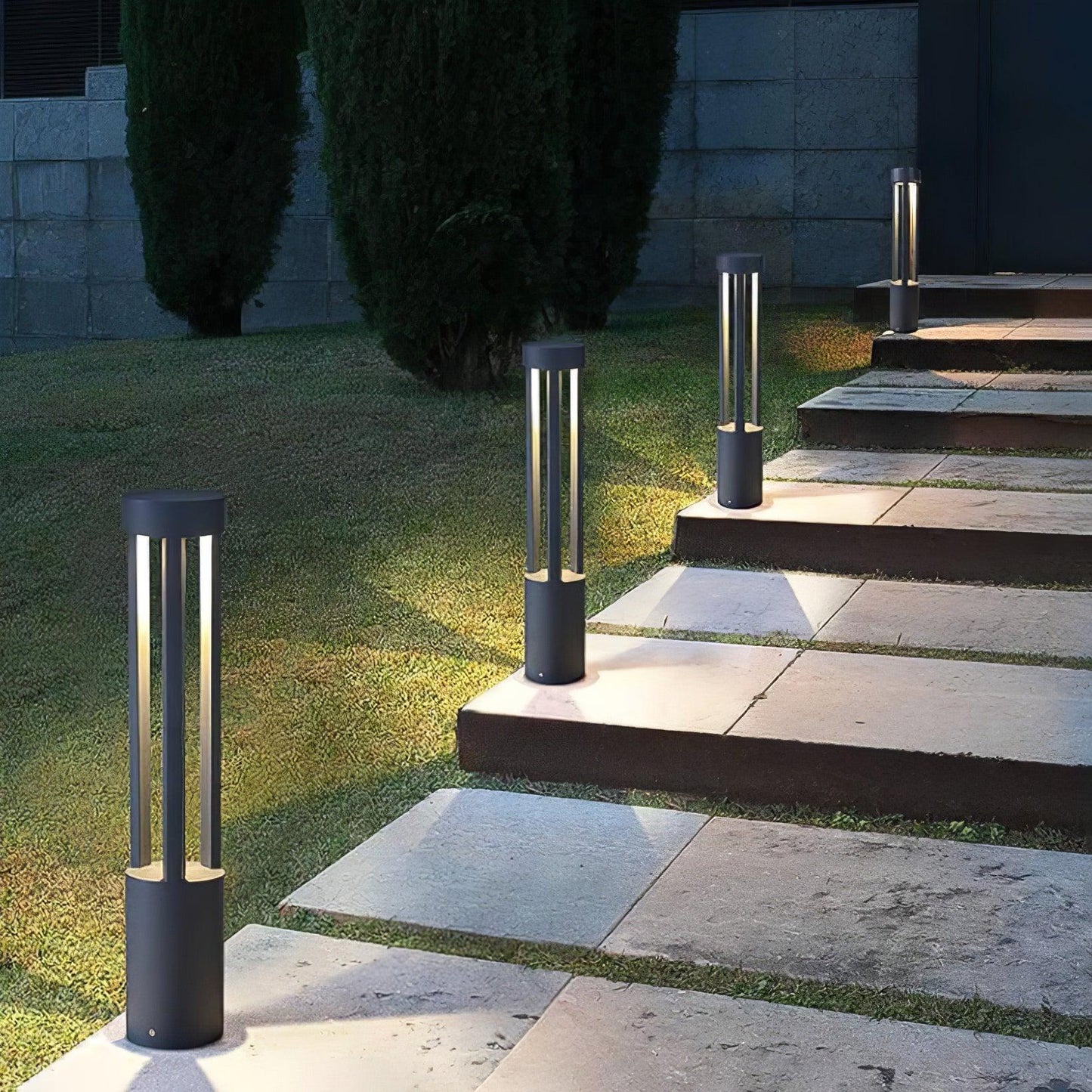 Black Cylindrical Garden Outdoor Light LED Waterproof 40cm
