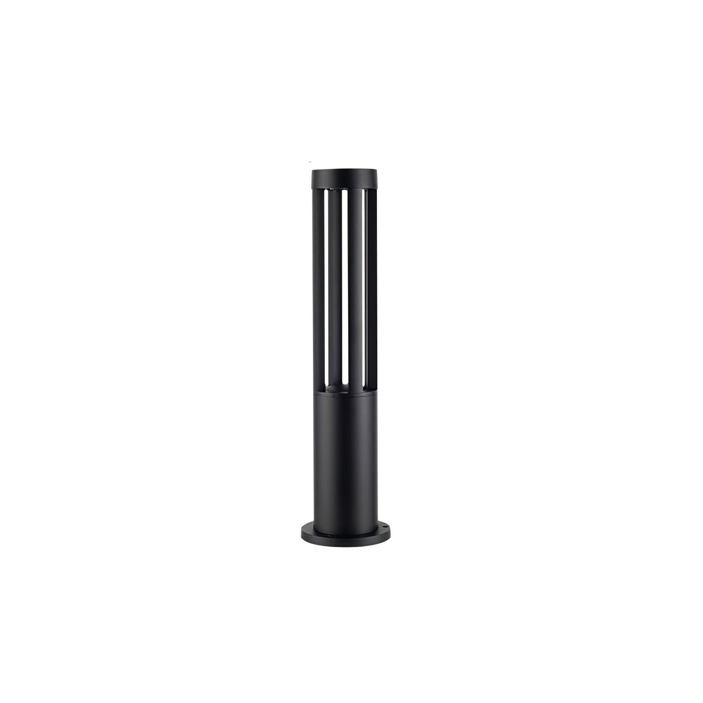 Black Cylindrical Solar Outdoor Post Light - Waterproof LED